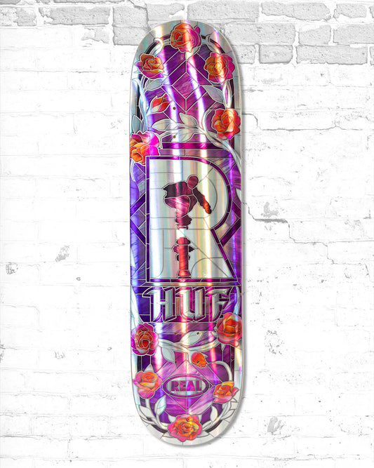 Real HUF Cathedral 8.25 skateboard deck front view