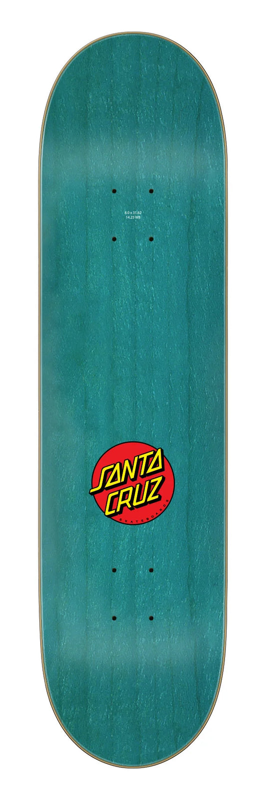 Santa Cruz 8.0in Dot Guy skateboard deck angled view