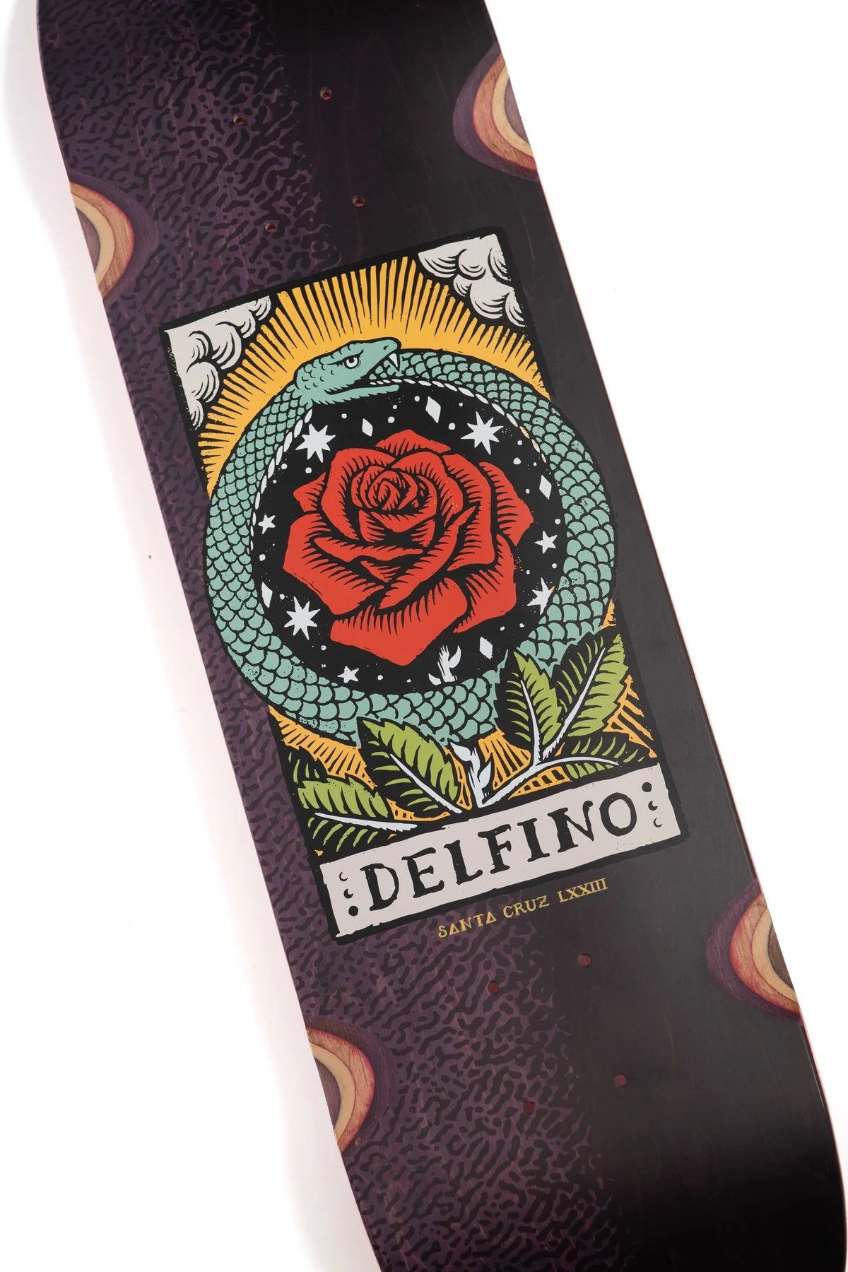 Santa Cruz Fabiana Delfino Ouroboros skateboard deck graphic detail