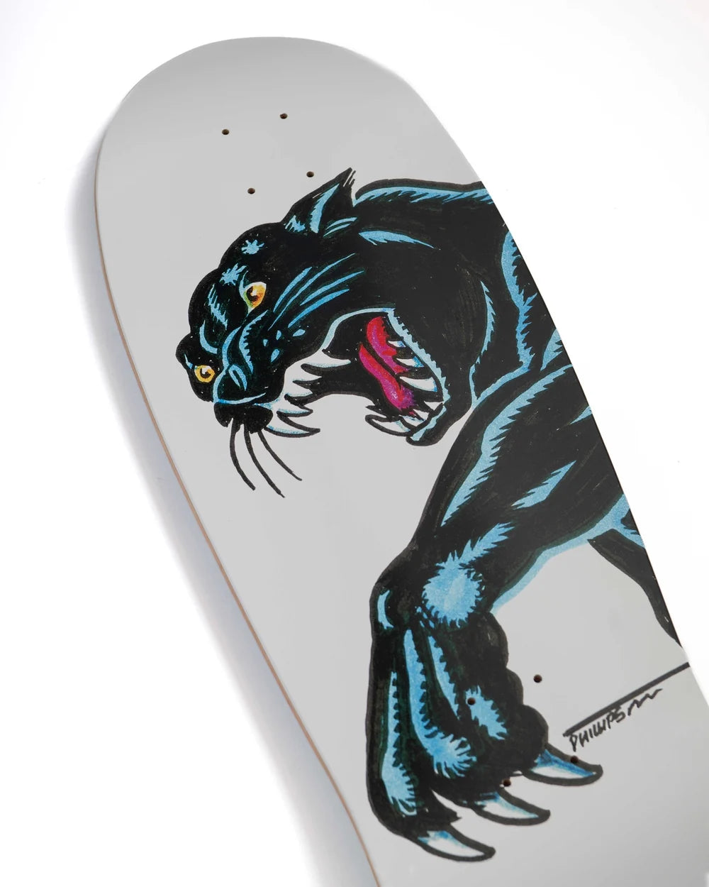 Santa Cruz Natas Kaupas Sketch Panther Reissue skateboard deck graphic detail