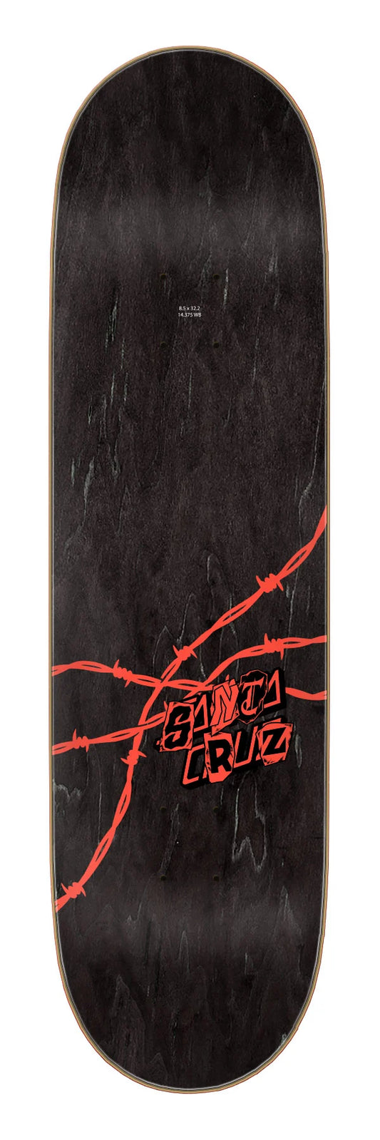 Santa Cruz 8.5in Pay Off Strip Birch skateboard deck angled view