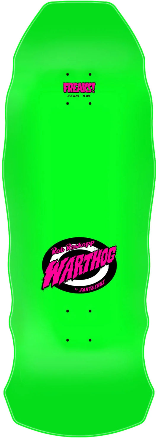 Santa Cruz 11in Rob Roskopp Warthog Freaks skateboard deck angled view
