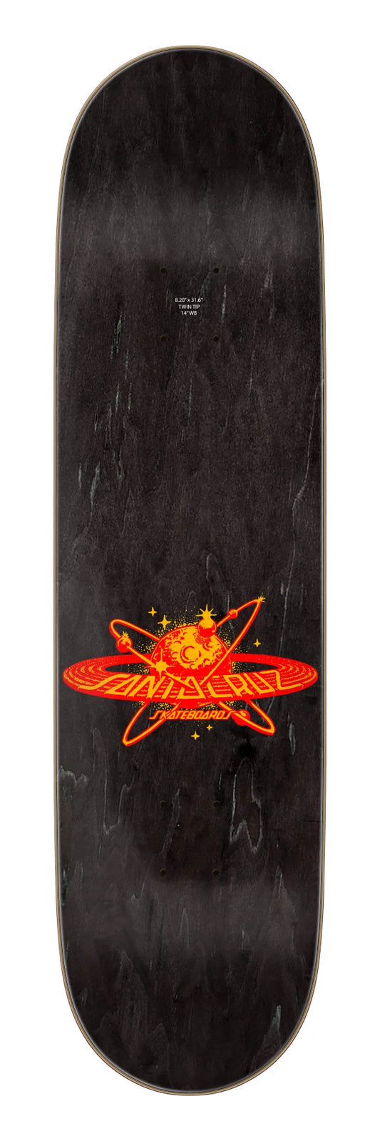 Santa Cruz Tom Asta Cosmic Cat Twin skateboard deck angled view