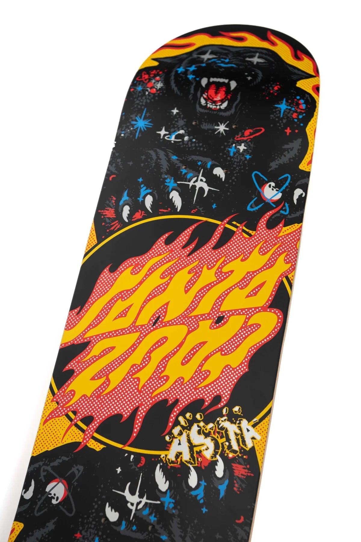 Santa Cruz Tom Asta Cosmic Cat Twin deck graphic detail