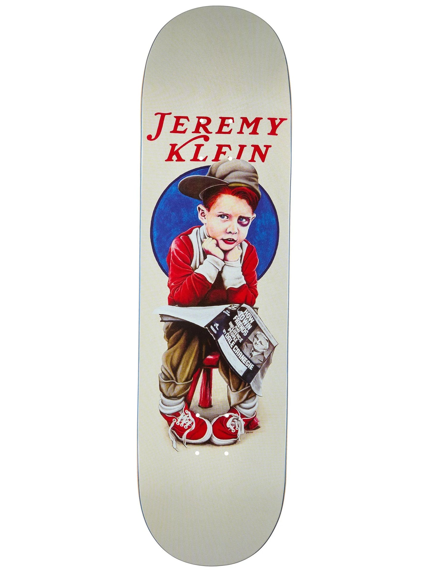 World Industries Klein Black Eye Kid EX7 8.5 skateboard deck front view