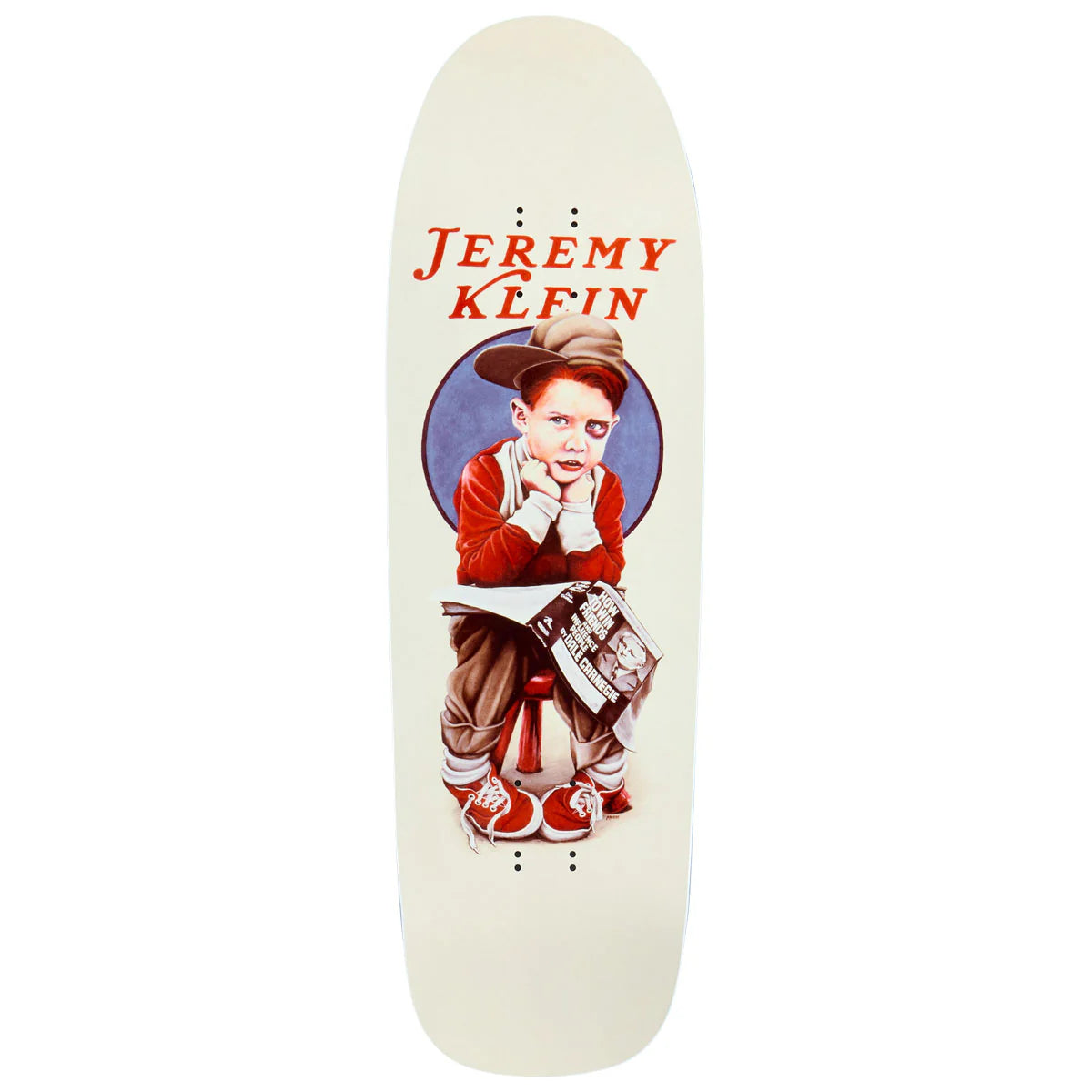 World Industries Klein Black Eye Kid EX7 9.625 skateboard deck front view