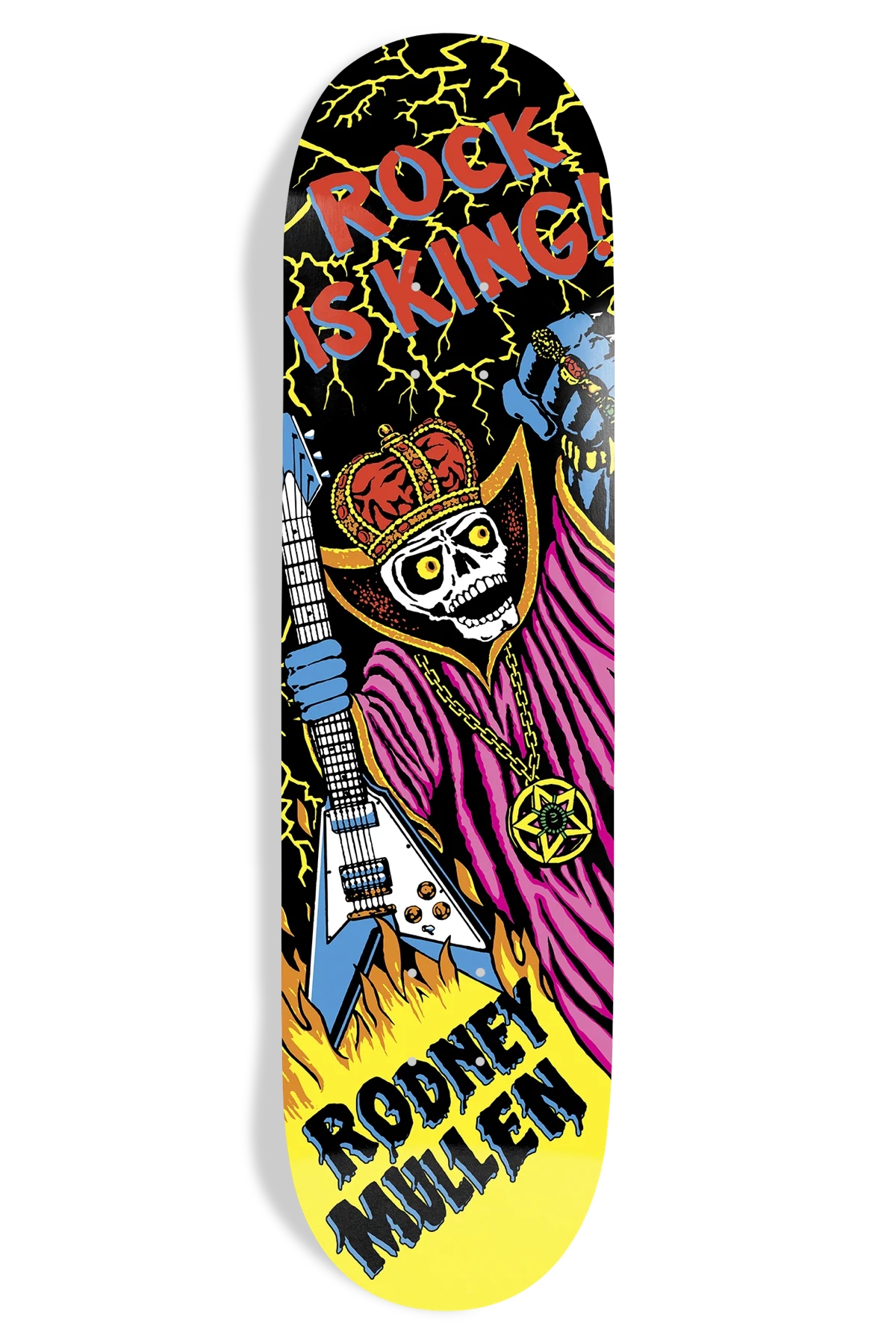 World Industries Mullen Rock Is King EX7 8.5 skateboard deck front view