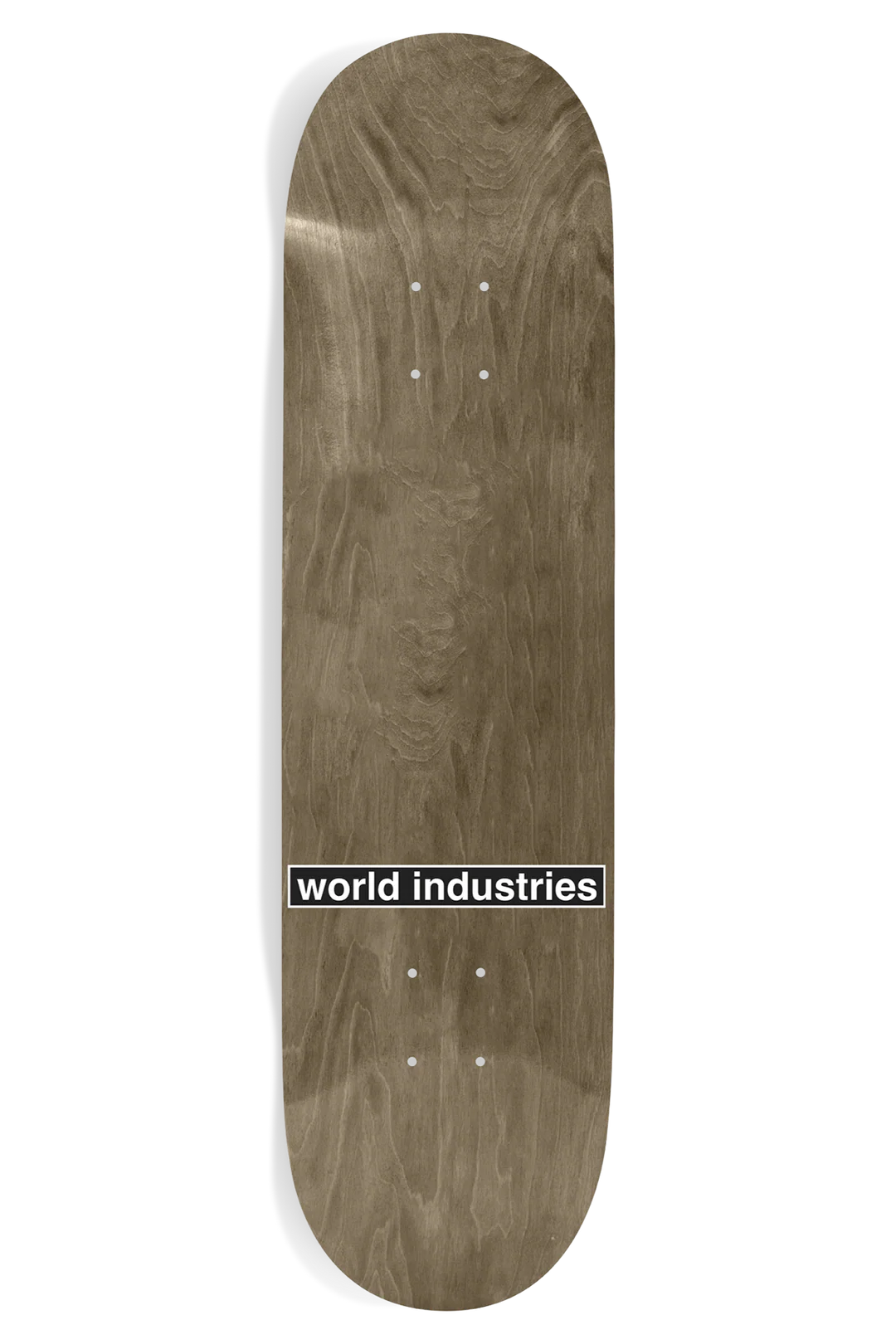 World Industries 8.0 skateboard deck top view