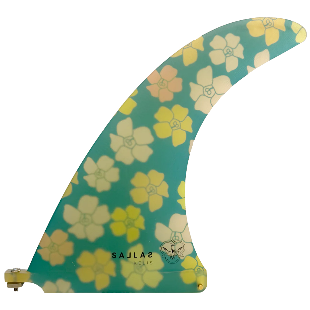 9.5" Sallas X Kelis Kaleopa'a Flying Diamonds Longboard Fin detail close-up