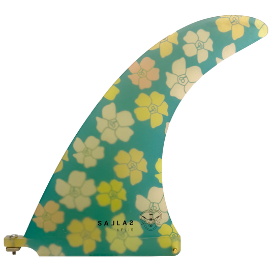 9.5" Sallas X Kelis Kaleopa'a Flying Diamonds Longboard Fin detail close-up