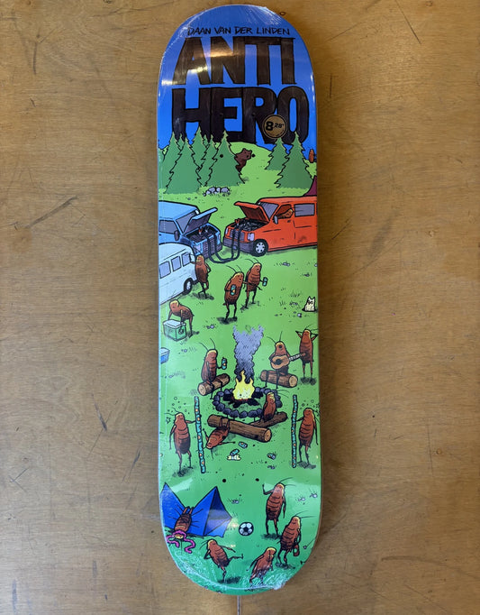 Anti Hero Daan Roached Out II Skateboard Deck top veneer view