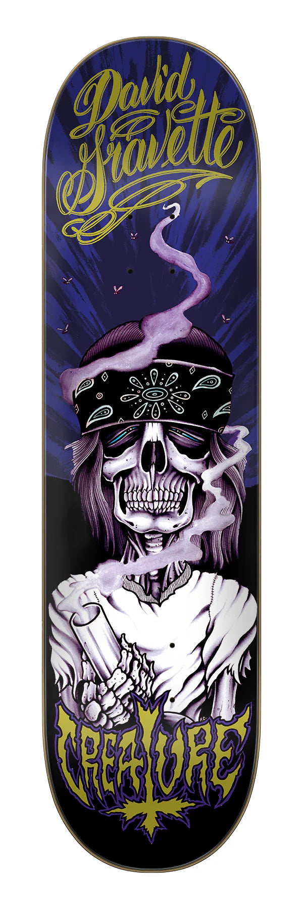 Creature Gravette Hippie Skull 20th Pro 8.3" Skateboard Deck graphic detail close-up