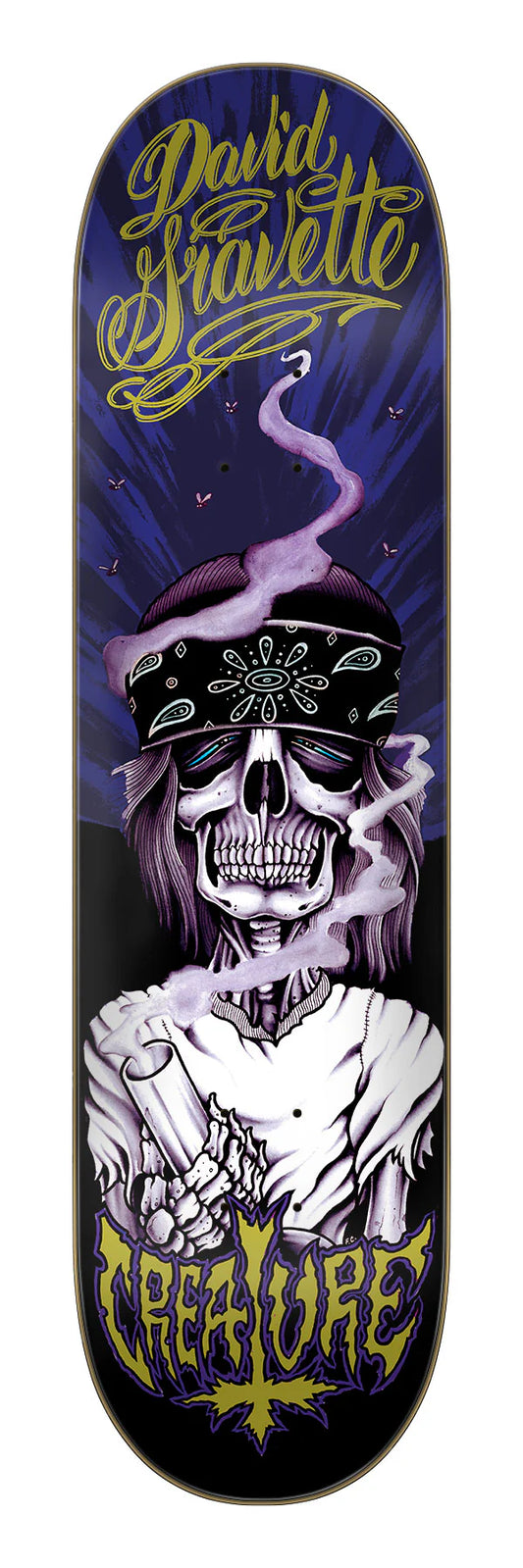 Creature Gravette Hippie Skull 20th Pro 8.3" Skateboard Deck graphic detail close-up