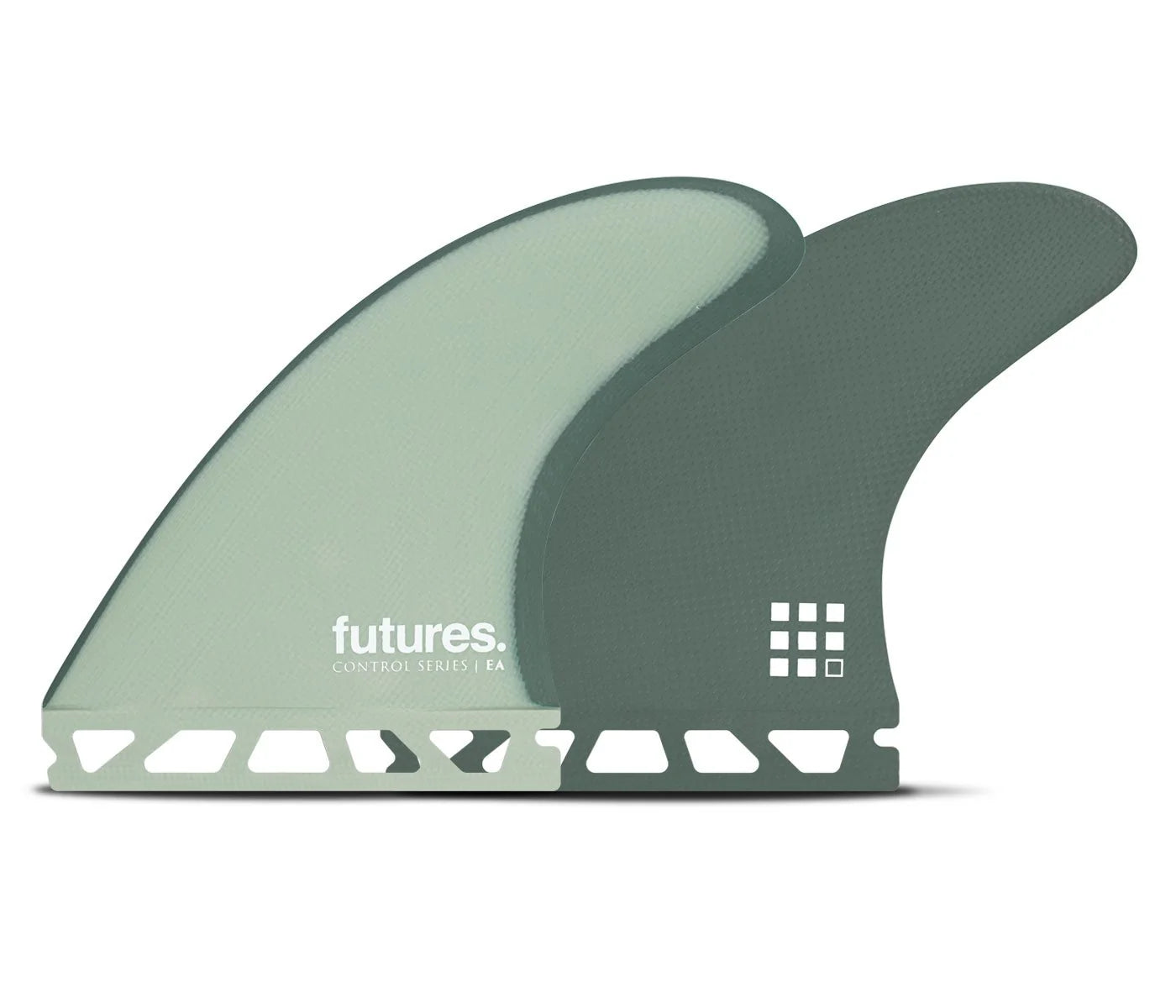 EA Fiberglass Thruster Futures Fins detail close-up