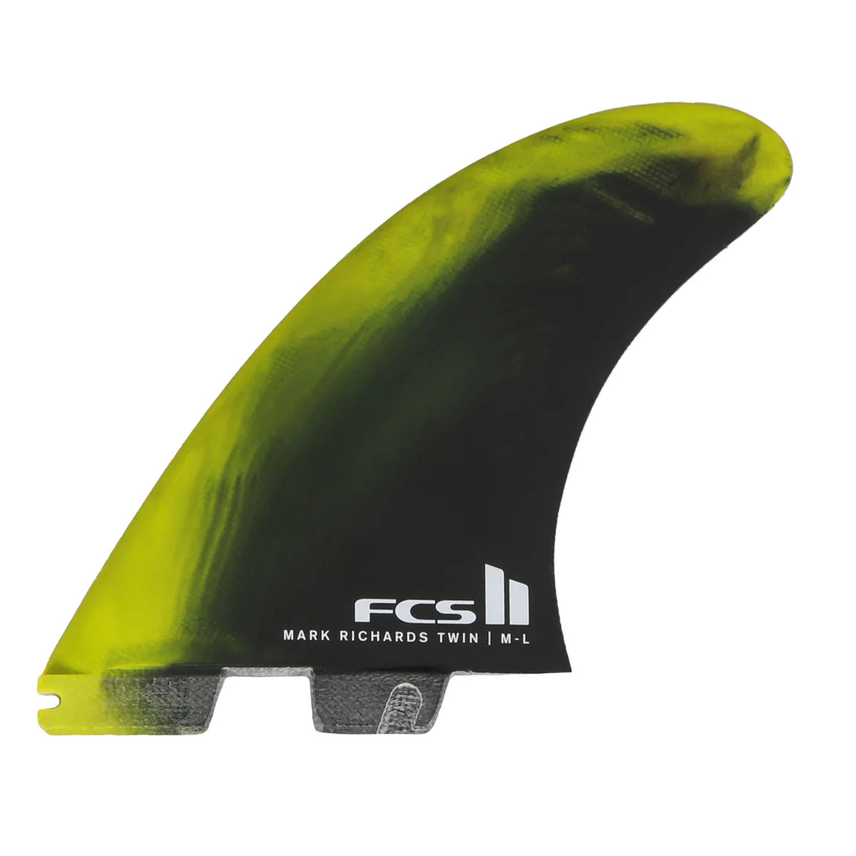 FCS II Mark Richards PC Twin + Stabilizer Fin Set fin detail close-up