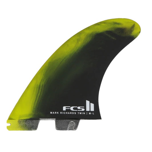 FCS II Mark Richards PC Twin + Stabilizer Fin Set fin detail close-up