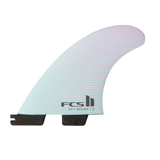FCS II Sky Brown PC Tri Fin Set front view
