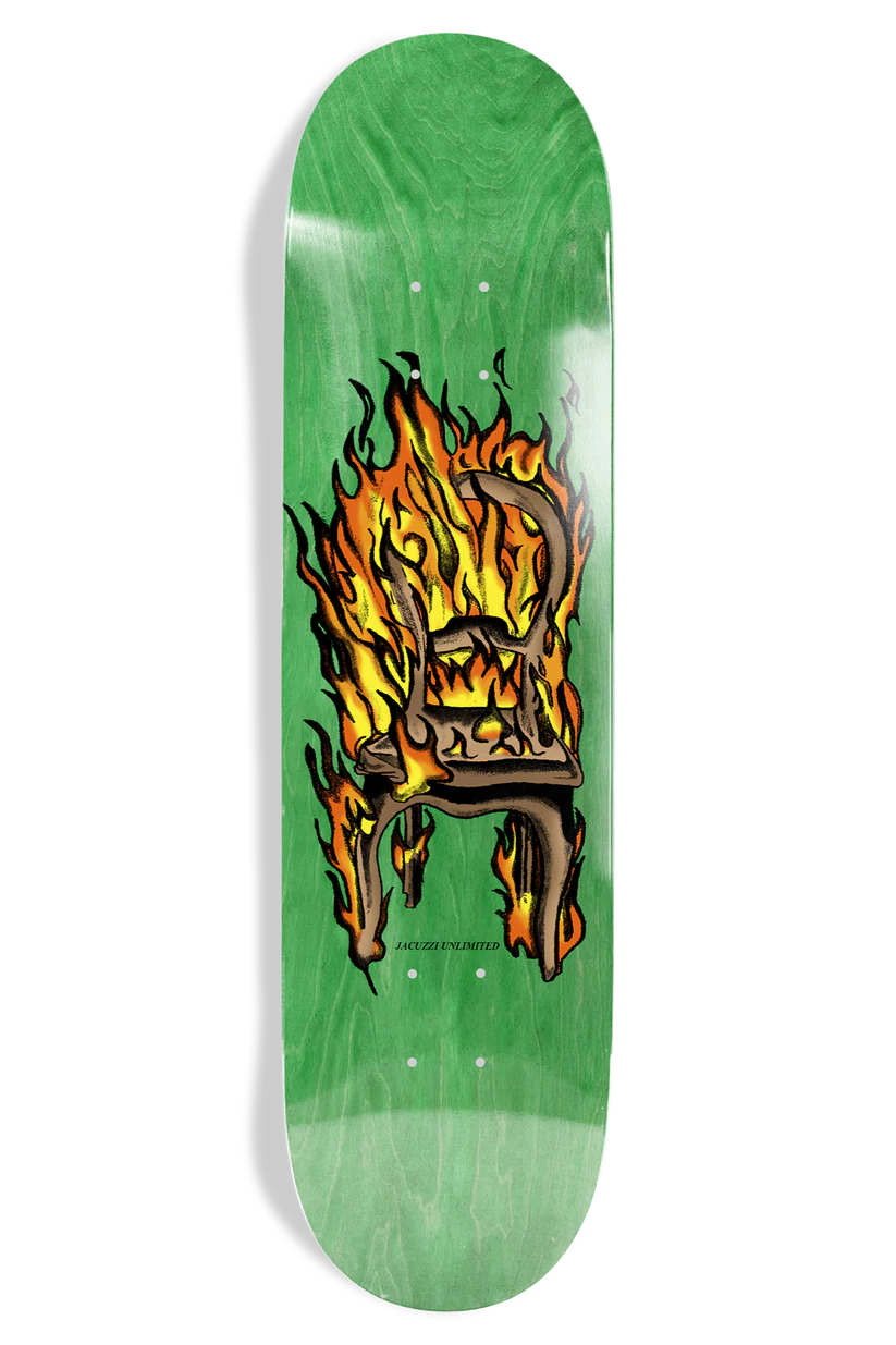 Jacuzzi Chair On Fire Twin Tail EX7 8.25" Skateboard Deck bottom graphic view