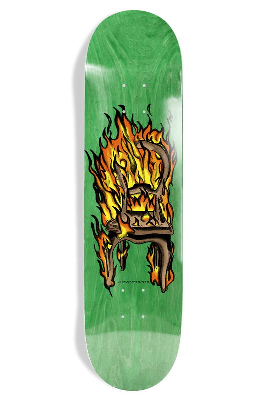 Jacuzzi Chair On Fire Twin Tail EX7 8.25" Skateboard Deck bottom graphic view