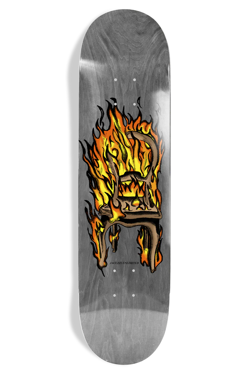 Jacuzzi Chair On Fire Twin Tail EX7 8.5" Skateboard Deck bottom graphic view