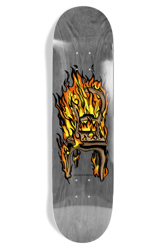 Jacuzzi Chair On Fire Twin Tail EX7 8.5" Skateboard Deck bottom graphic view