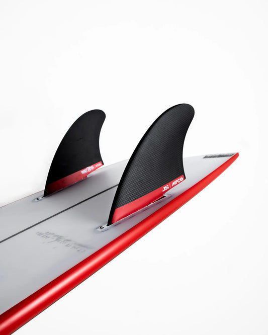 MFC JS Red Baron Keel Futures Fins installed on surfboard view
