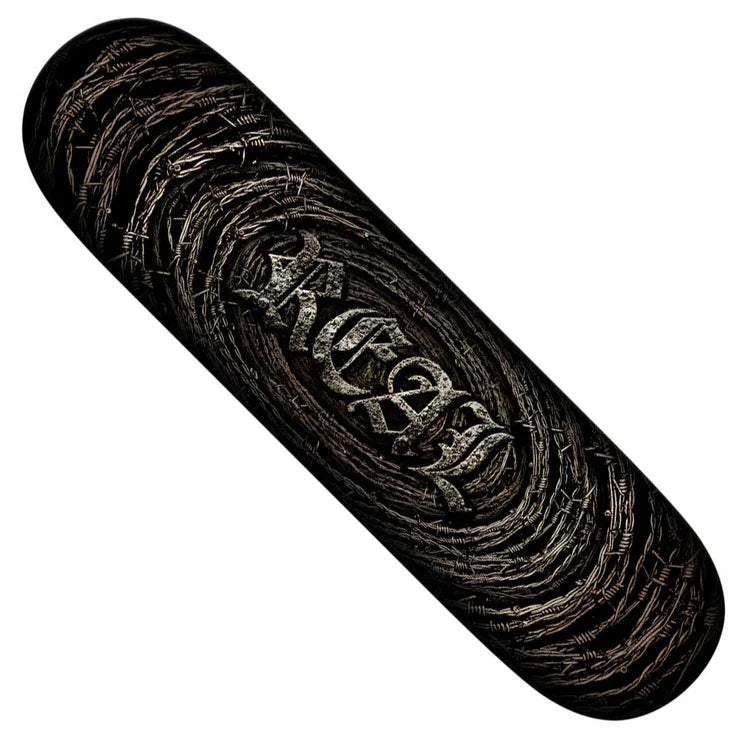 Real Barbed Wire Oval 8.5" Skateboard Deck detail close-up