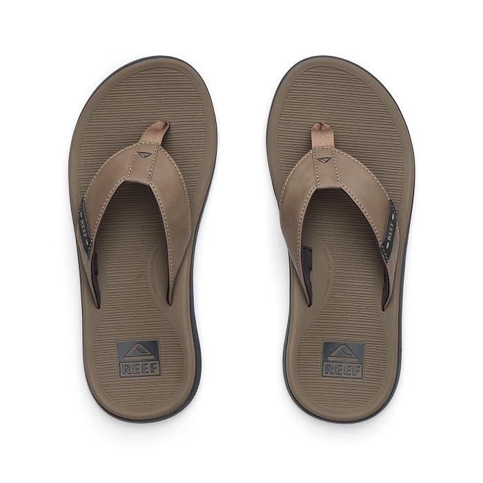 REEF Santa Ana men's water-friendly flip-flops top view showing cushioned footbed