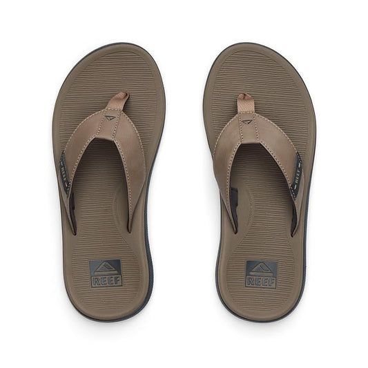 REEF Santa Ana men's water-friendly flip-flops top view showing cushioned footbed