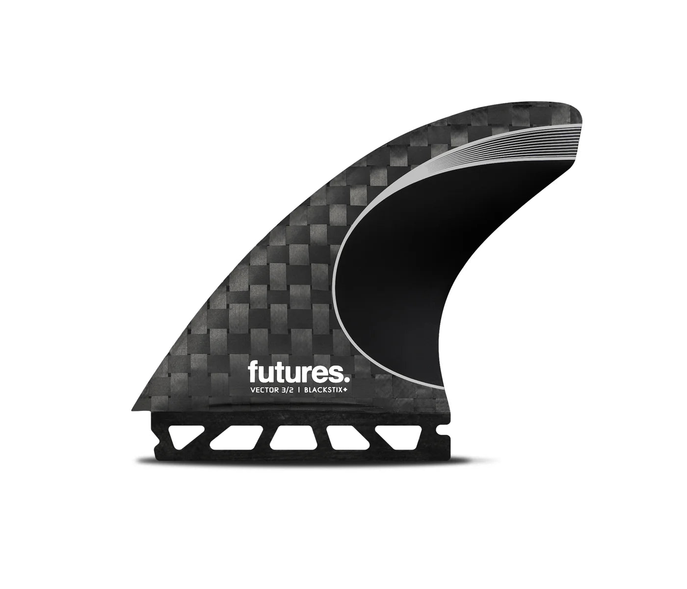 Vector 3/2 Blackstix+ Thruster Large Futures Fins detail close-up