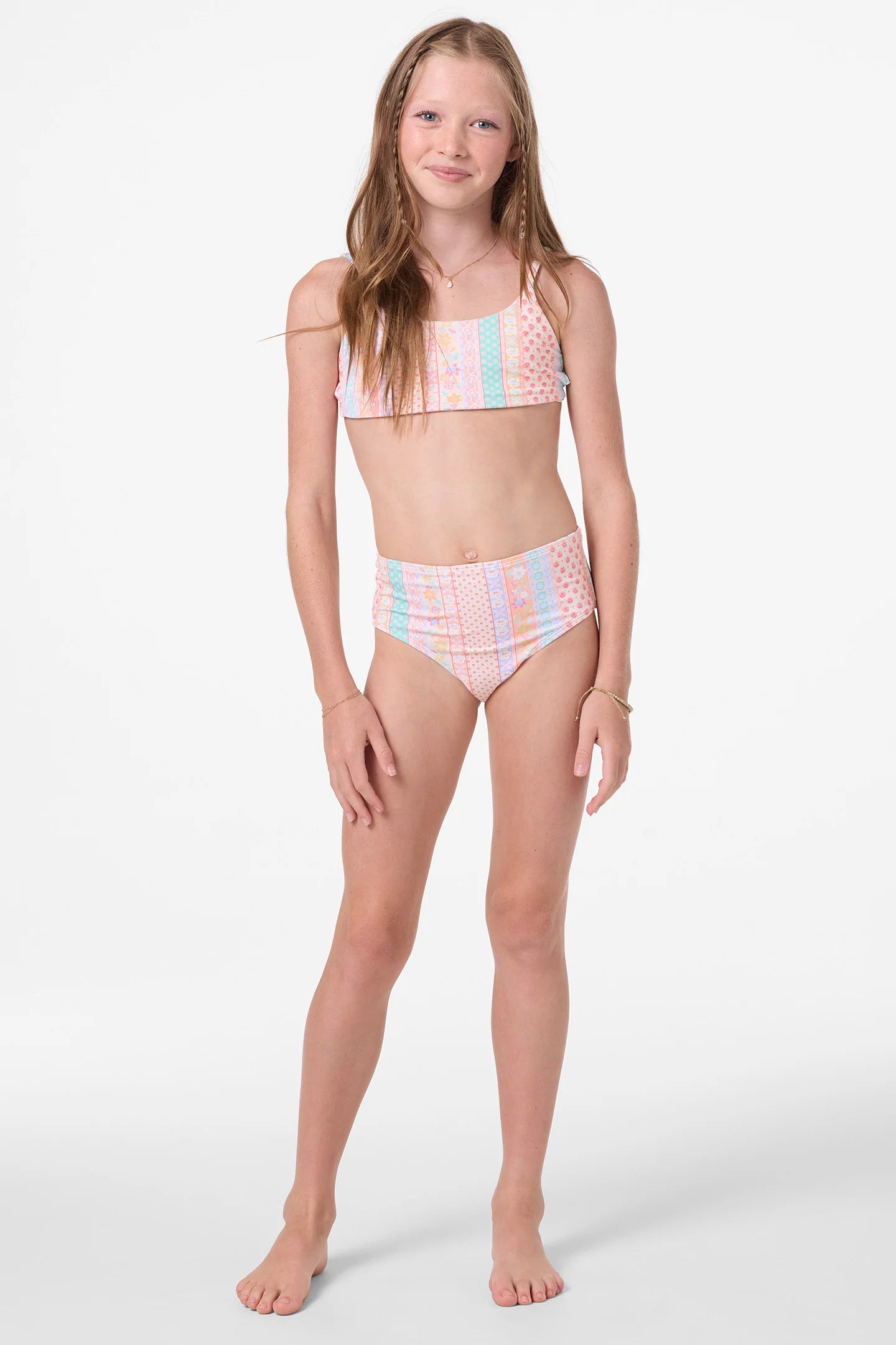 O’Neill girls Bali floral revo tie back bralette set floral pattern detail