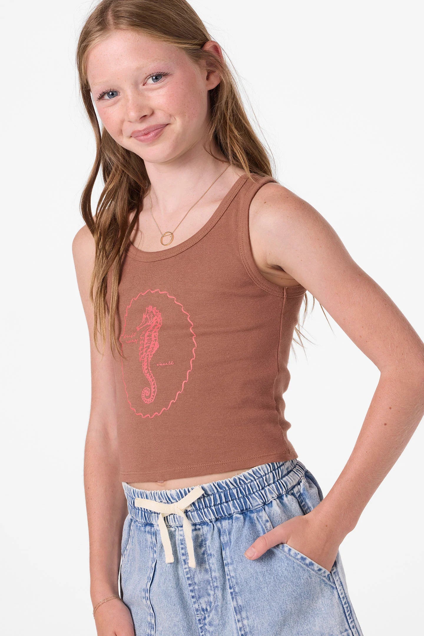 O’Neill girls Tristan tank fabric detail