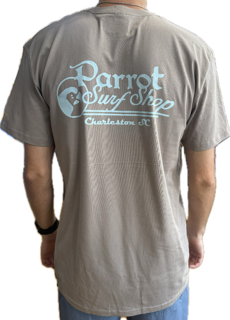 Parrot Surf Shop OG Script logo graphic detail