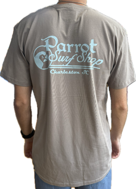 Parrot Surf Shop OG Script logo graphic detail