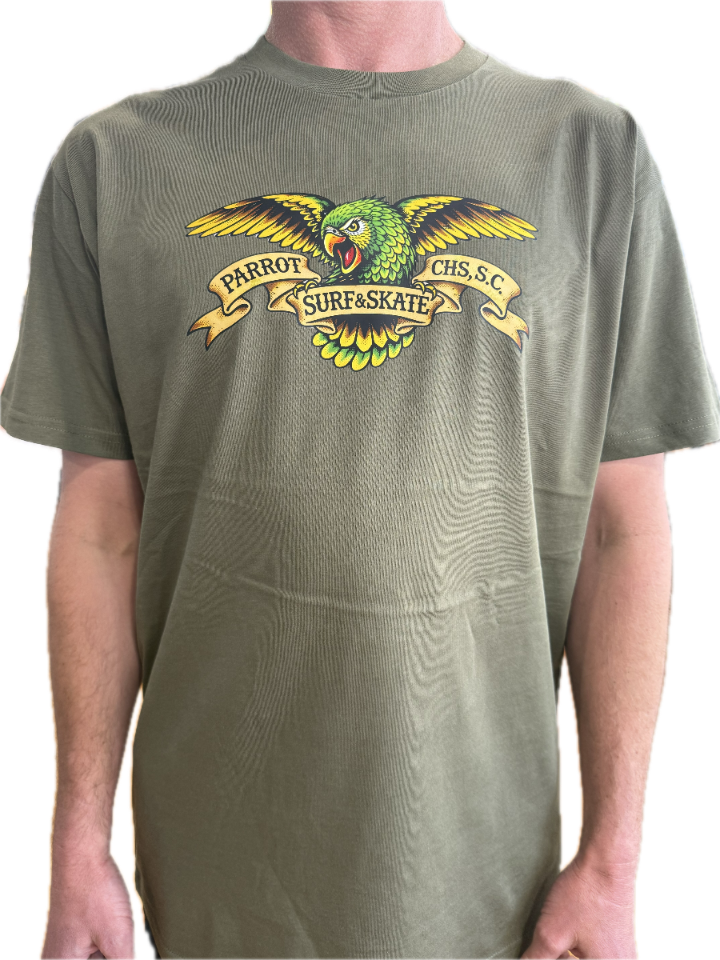 Parrot Wingspan Tee front view with logo