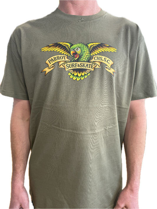 Parrot Wingspan Tee front view with logo