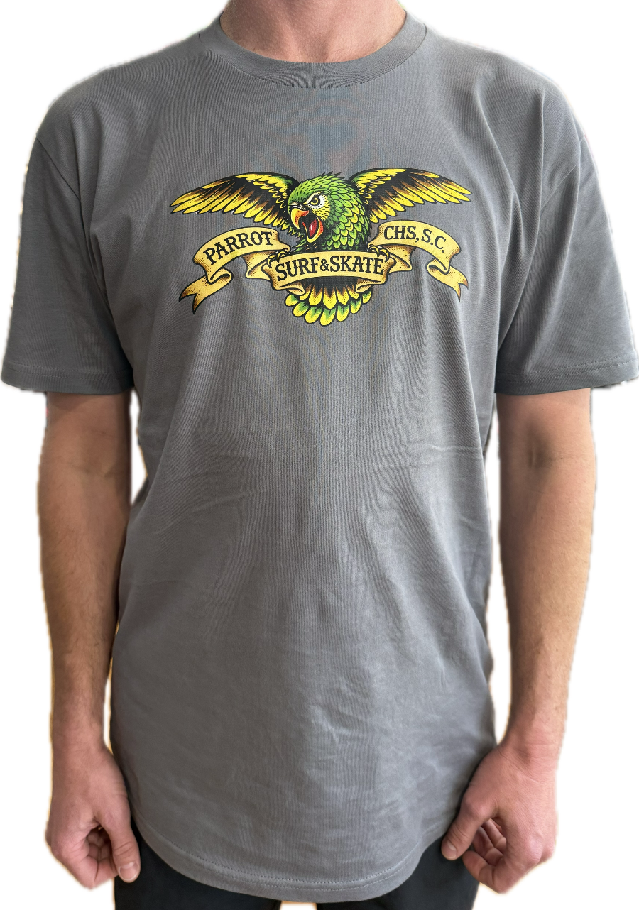 Parrot Wingspan Tee front view with logo