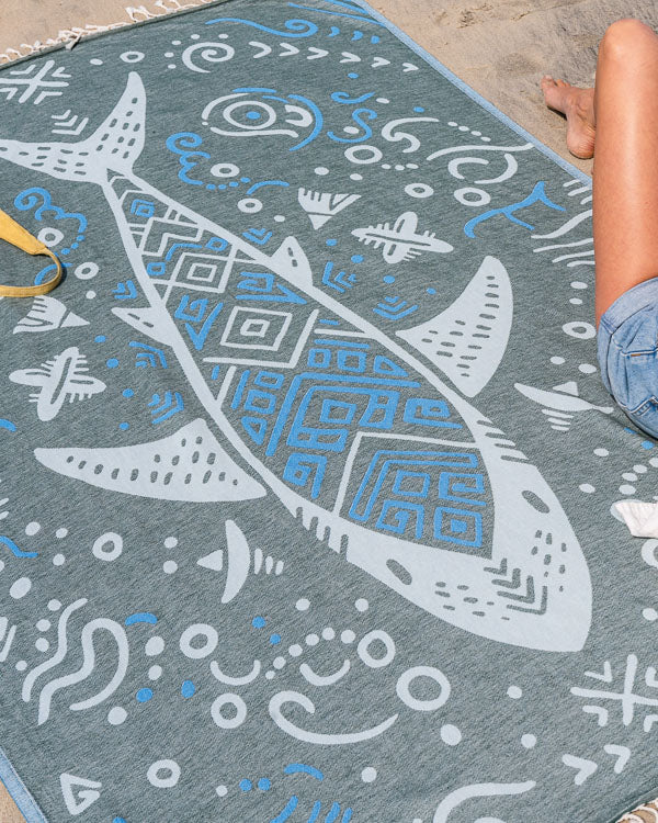 Sand Cloud Boho Mako Shark artwork detail close-up