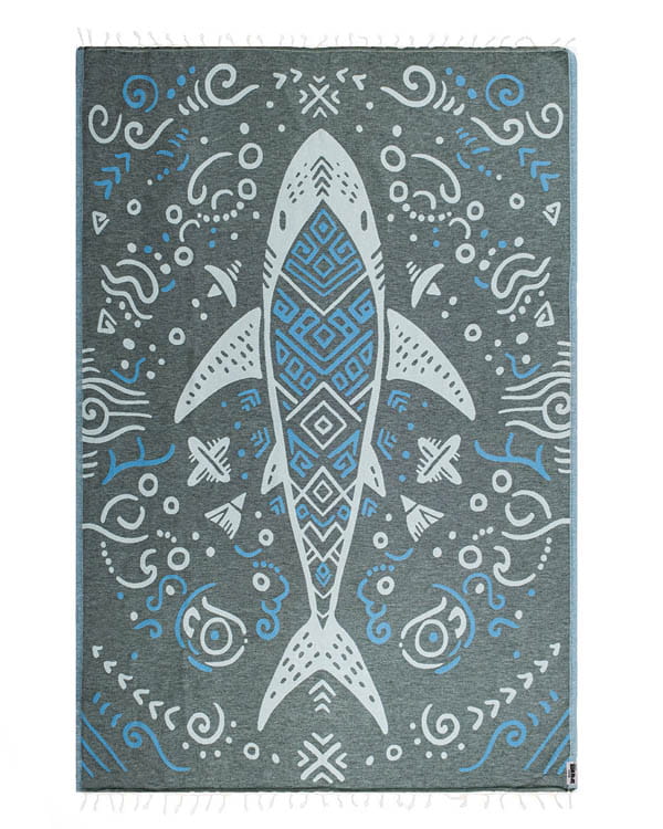 Sand Cloud Boho Mako Shark Beach Towel full view