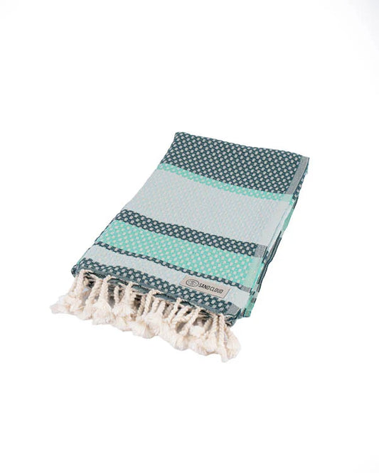 Sand Cloud Jade Dobby Stripe Beach Towel folded view