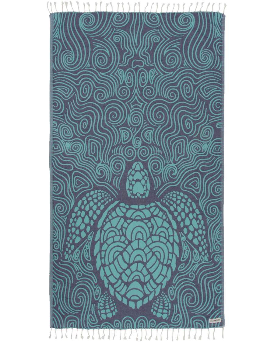 Sand Cloud Mint Swirl Turtle Beach Towel full view