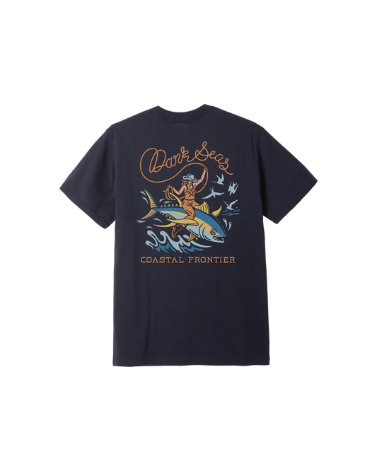 Close-up of Dark Seas Ride 'Em Wet Blended T-Shirt graphic print
