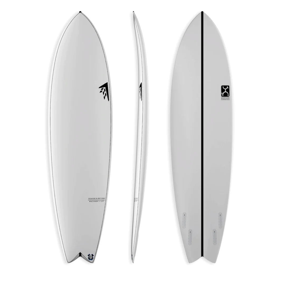 Firewire Seaside and Beyond Thunderbolt 6'8" surfboard, versatile quad midlength 40.9L