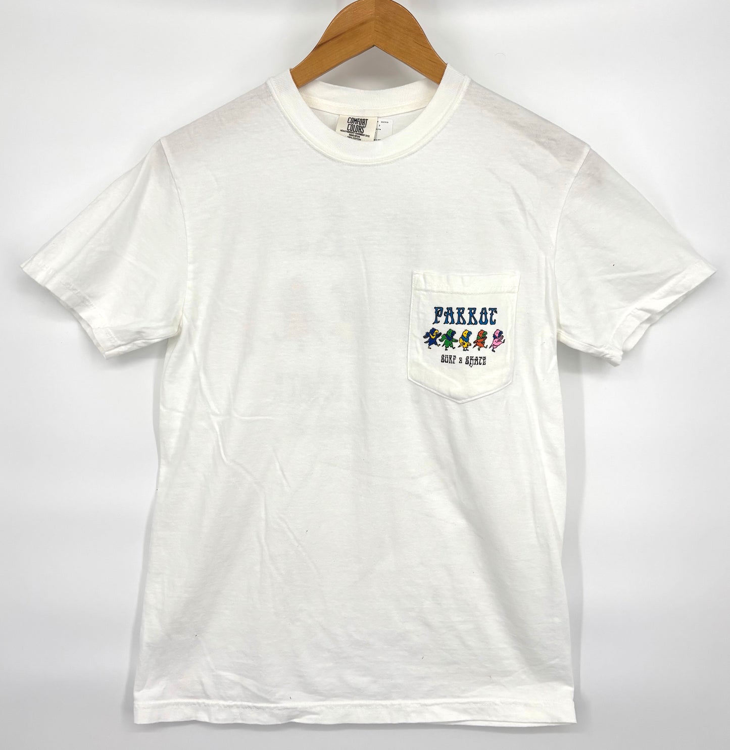 Camiseta de bolsillo Parrot Surf Shop Dancing – Algodón grueso