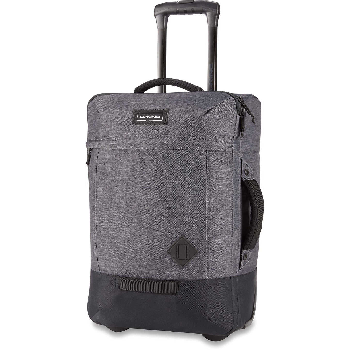 Dakine 365 Carry On Roller Bag 40L, gray wheeled travel suitcase with retractable handle