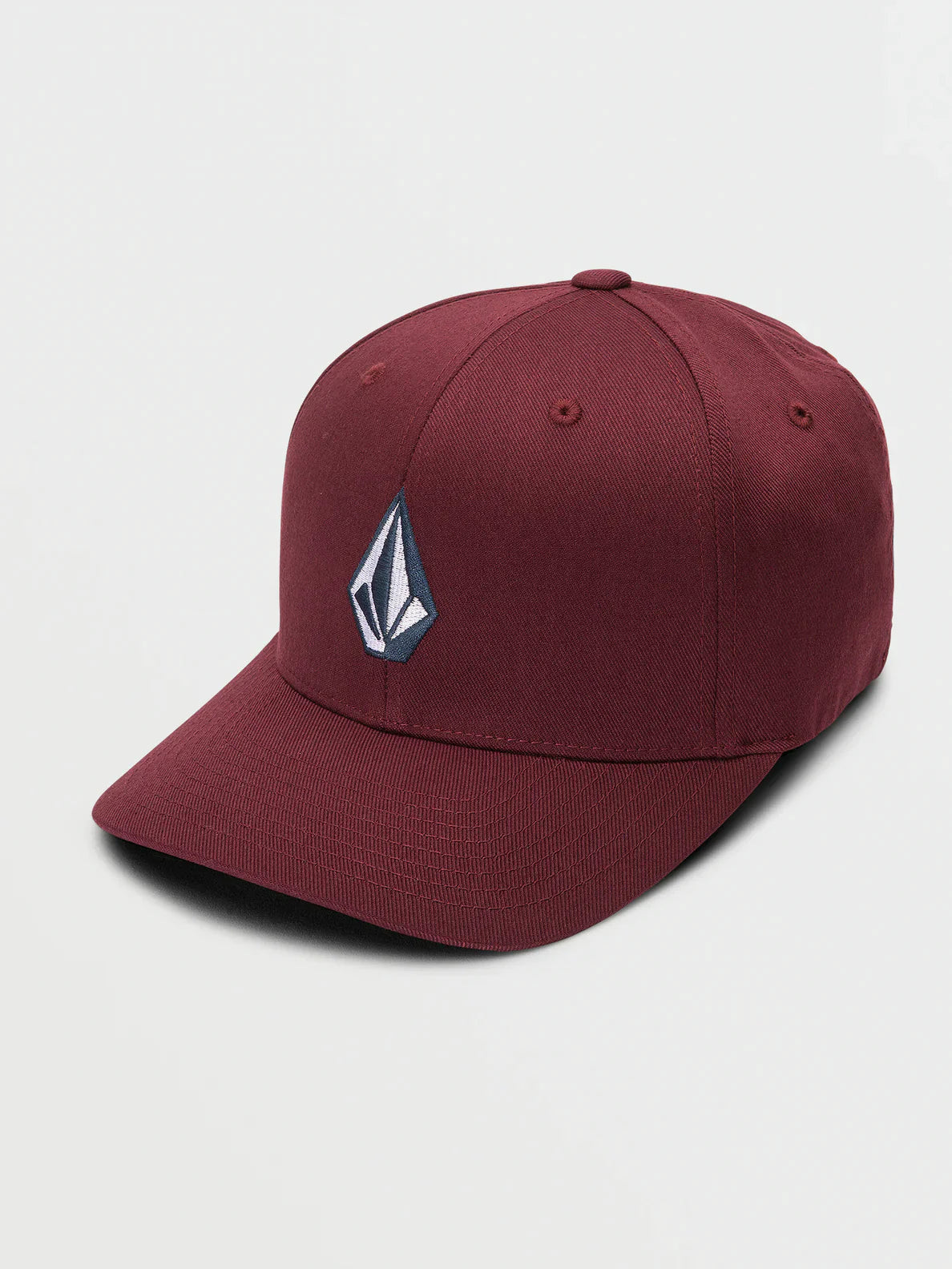 Volcom Full Stone Flexfit Hat, red stretch twill fitted cap size S/M