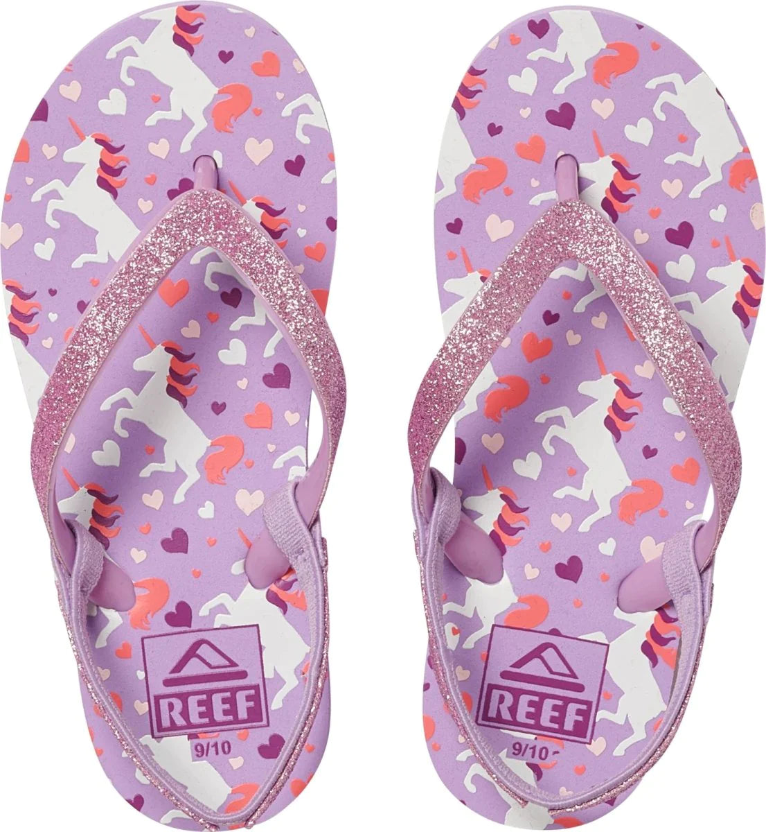 Reef Lil Stargazer Prints sandals, purple glitter toddler flip flops size 3