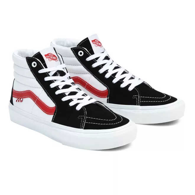 Vans Skate SK8 Hi 458, athletic black and red high top skate shoes size 6